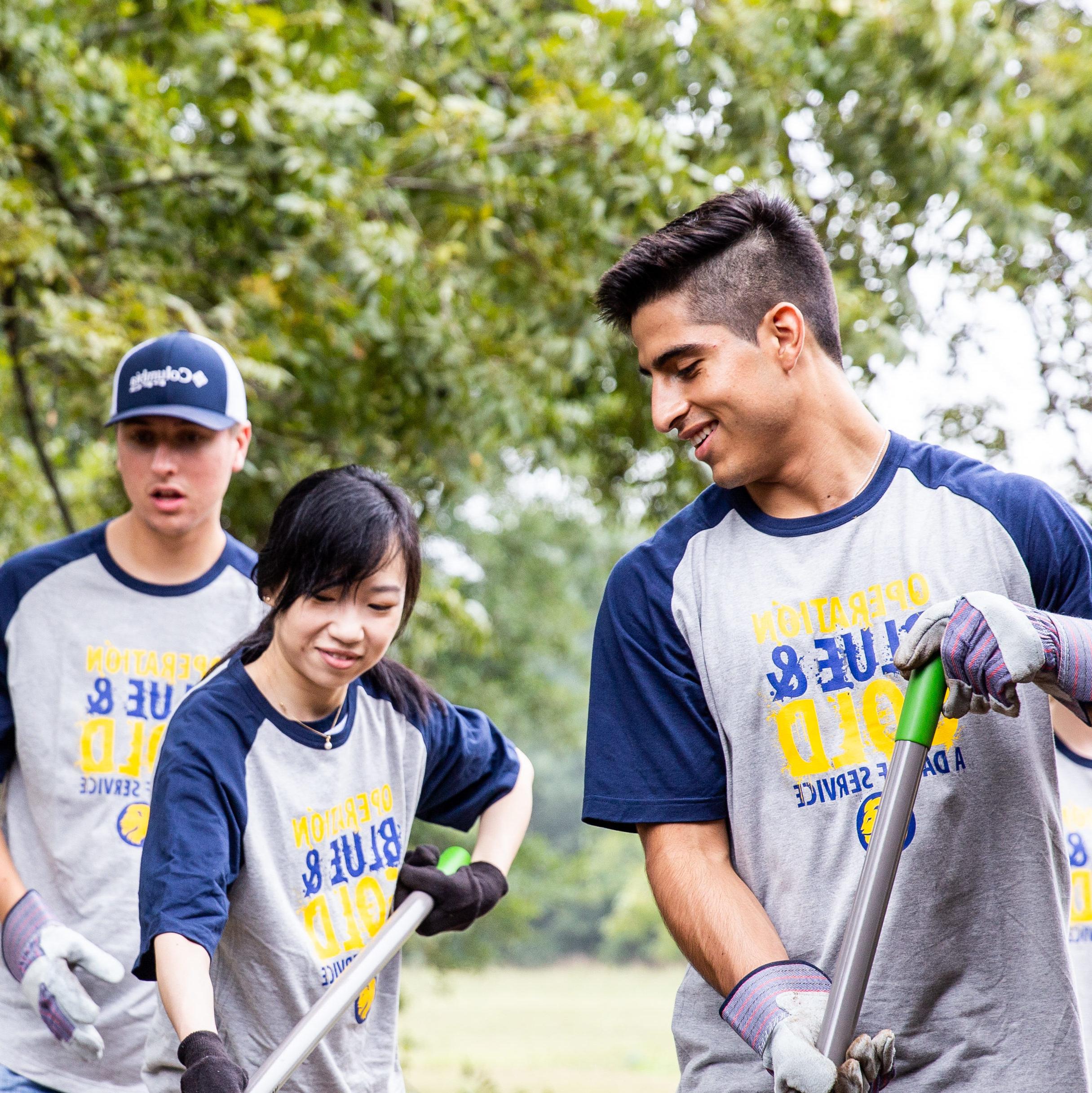 Students gardening.